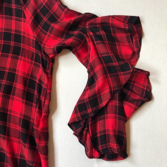 NWOT Mustard Seed Brand Red & Black Plaid Top - Picture 5 of 9